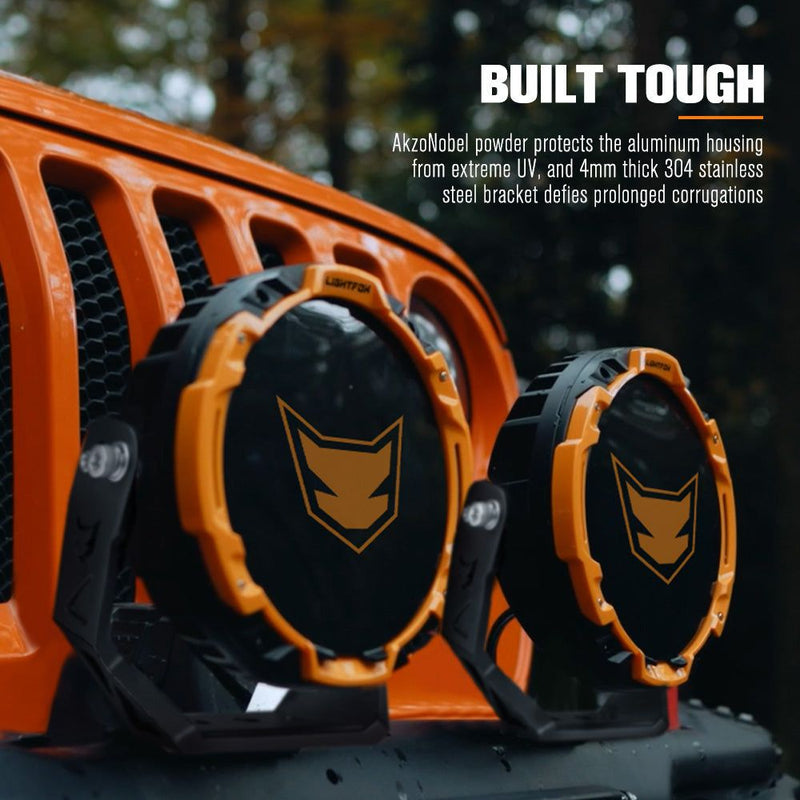 LIGHTFOX 9 inch Osram LED Driving Lights Round Black Spotlight DRL Offroad Truck 4x4