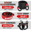 X-BULL 4X4 Recovery Kit: Kinetic Rope, Snatch Strap, Winch Damper 13Pcs