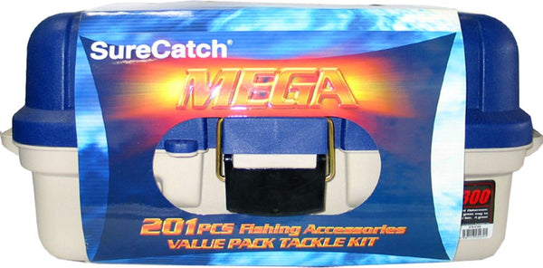 Surecatch 201 Piece Mega Fishing Pack - 3 Tray Tackle Box - Assorted Tackle Kit