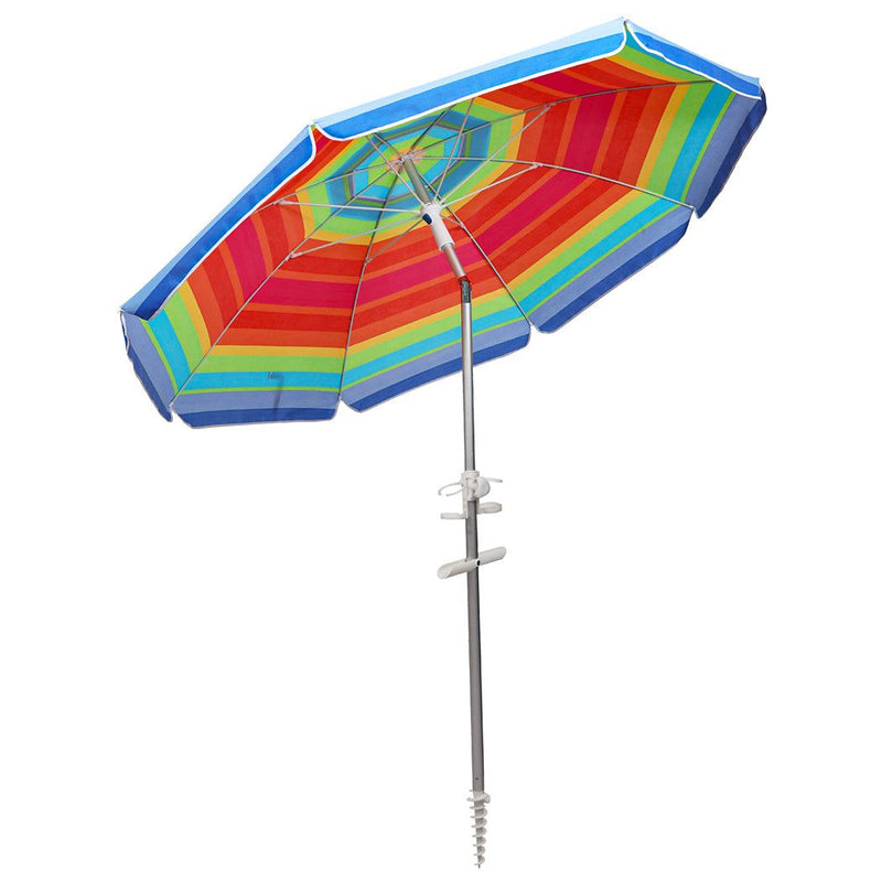 Centra 2.2m Outdoor Beach Umbrella Tilting Tropical Shelter Parasol Rainbow