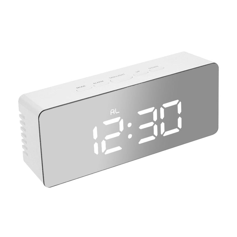 Traderight Group  Alarm Clock Digital Led Mirror Desk Table Temperature Time Snooze USB Battery