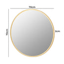 Yezi Wall Mirror Bathroom Makeup Mirrors Large Round Vanity Decor Frame 70cm