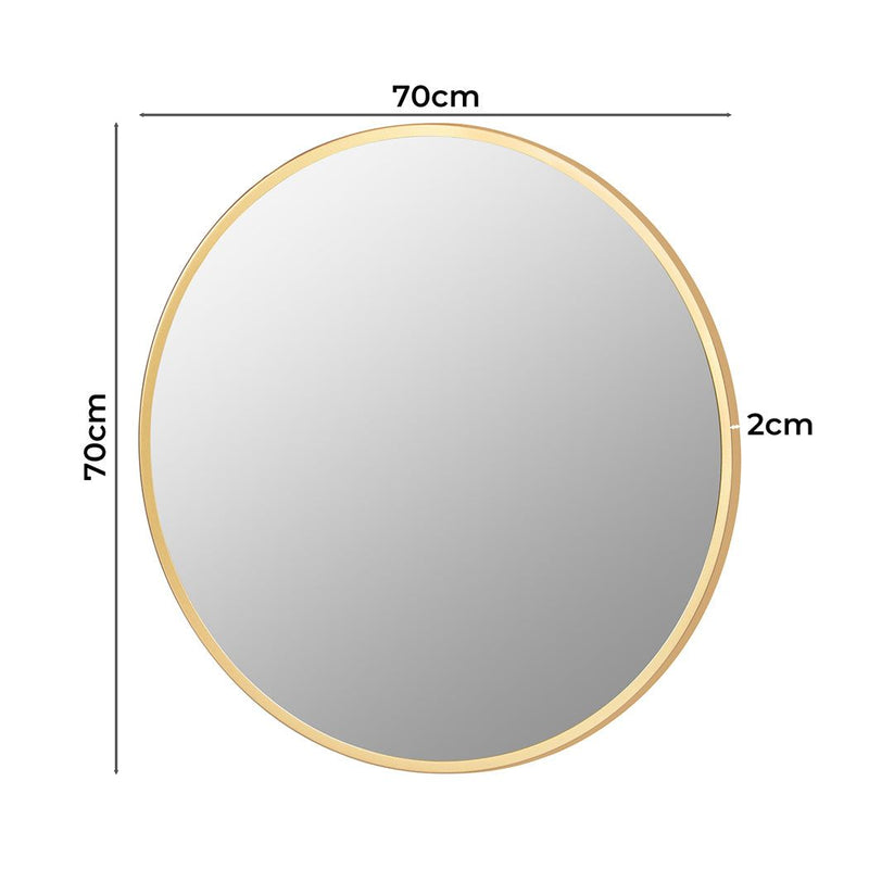 Yezi Wall Mirror Bathroom Makeup Mirrors Large Round Vanity Decor Frame 70cm
