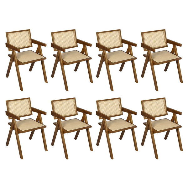 Levede 8x Armchair Dining Chair Wicker Wooden Chairs Rattan Accent Lounge Seat