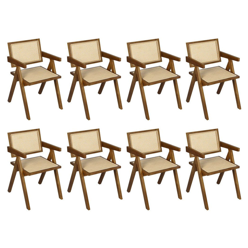 Levede 8x Armchair Dining Chair Wicker Wooden Chairs Rattan Accent Lounge Seat
