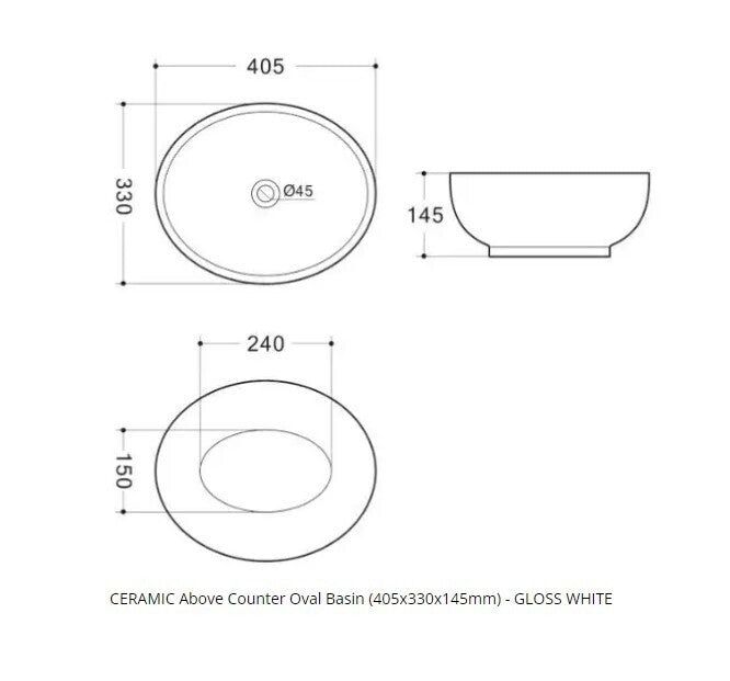 White Oval Ceramic Bathroom Basin