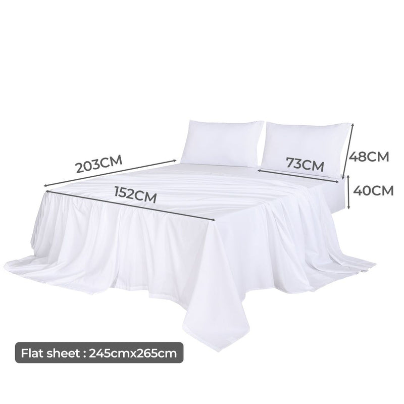 Dreamz Bamboo Sheet Set Fitted Pillowcase Queen Size White 4Pcs Set