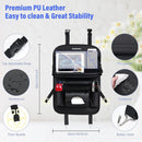 Car Seat Back Organizer with Foldable Table Tray PU Leather Storage Black