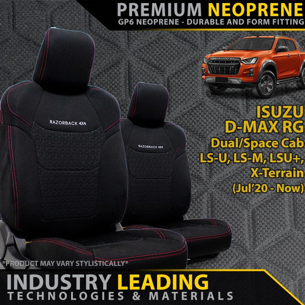 Isuzu D-MAX RG Premium Neoprene 2x Front Seat Covers