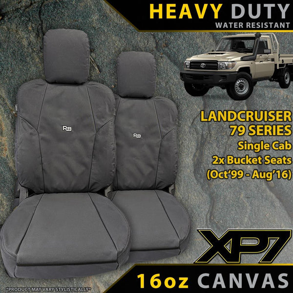 Razorback 4x4 XP7 Heavy Duty Canvas 2x Front Seat Covers suitable for a Toyota Landcruiser 79 Series Single Cab (In Stock)