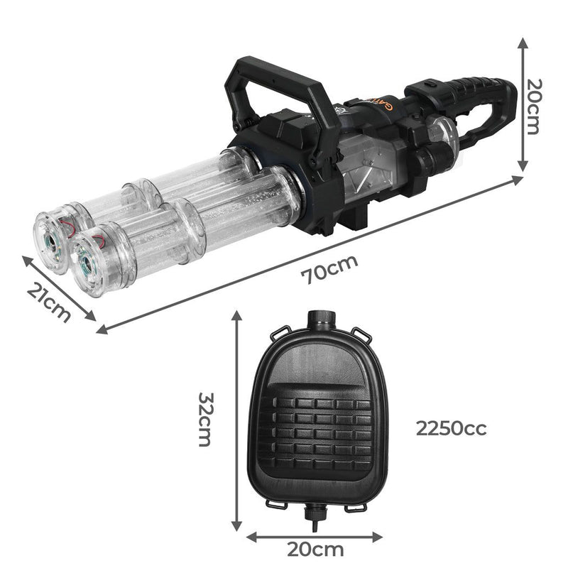 Automatic Electric Gatling Water Gun Dual-barrel with LED Kids Toys Pool Black