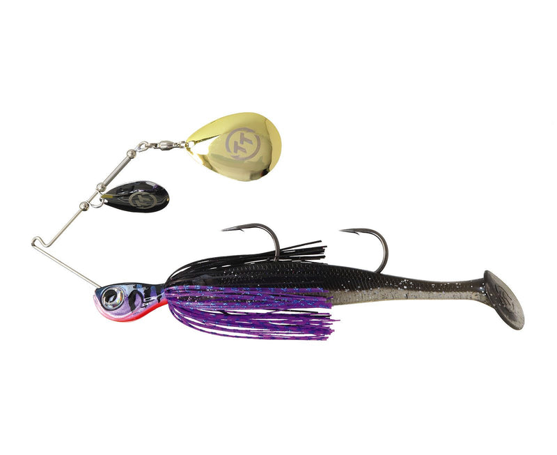 TT Lures 1oz Tornado+ Double Colorado Rigged Spinnerbait Lure - PURPLE BLACK