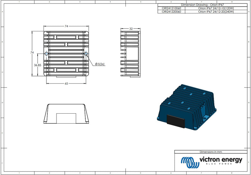 Victron 24V to 12V Orion 24/12-10A Non-Isolated IP67 DC-DC Converter