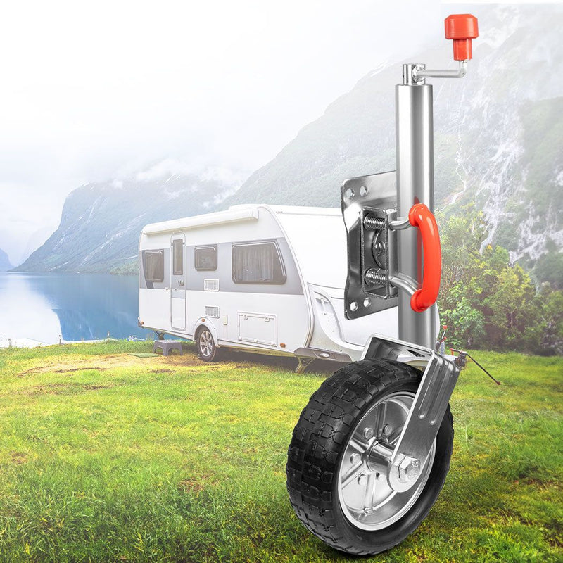 Jockey Wheel 10 inch Swing Up 1000kg Rubber Wheels Bolt On Trailer Caravan Boat
