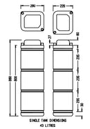 BR Plastics 43L Modular Water Tank - With Fittings One