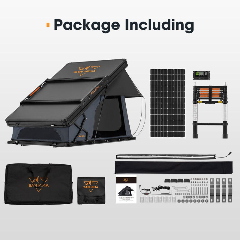 San Hima Kalbarri X Rooftop Tent Hardshell With Ladder 4x4 + 250W Solar Panel