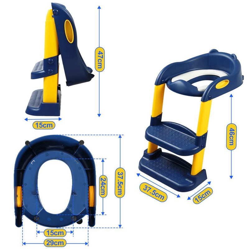 Bopeep Kids Toilet Ladder Toddler Training Step Stool Soft Seat Non Slip Blue