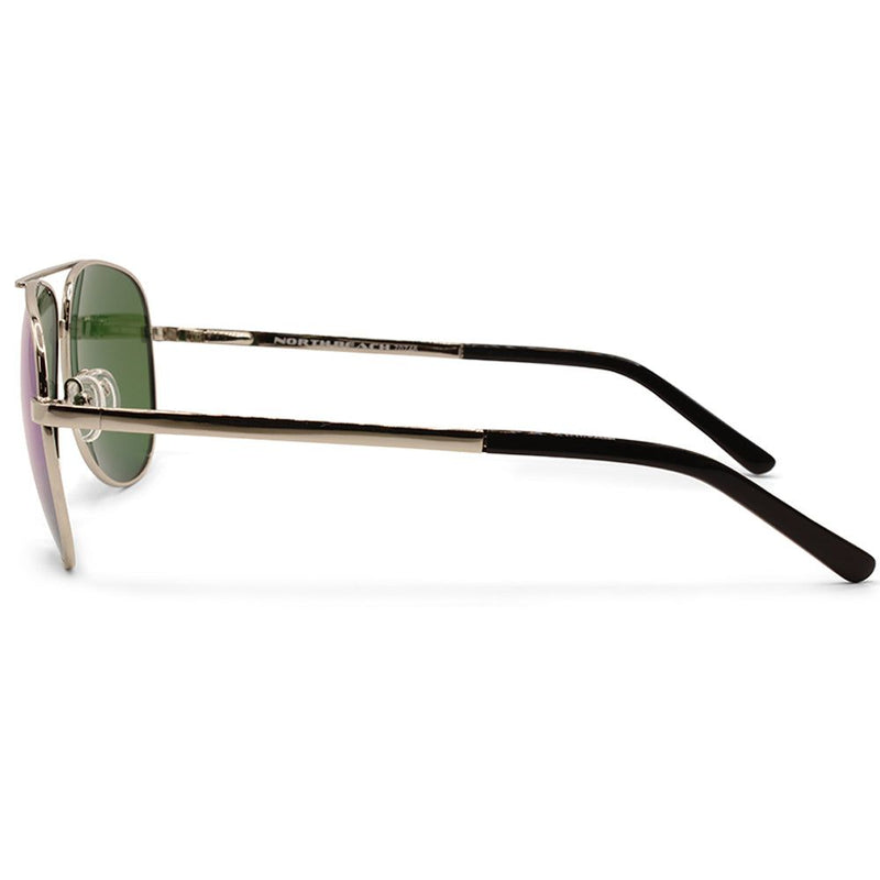 North Beach Fugu Silver/Green Mirror Unisex Polarised Sunglasses