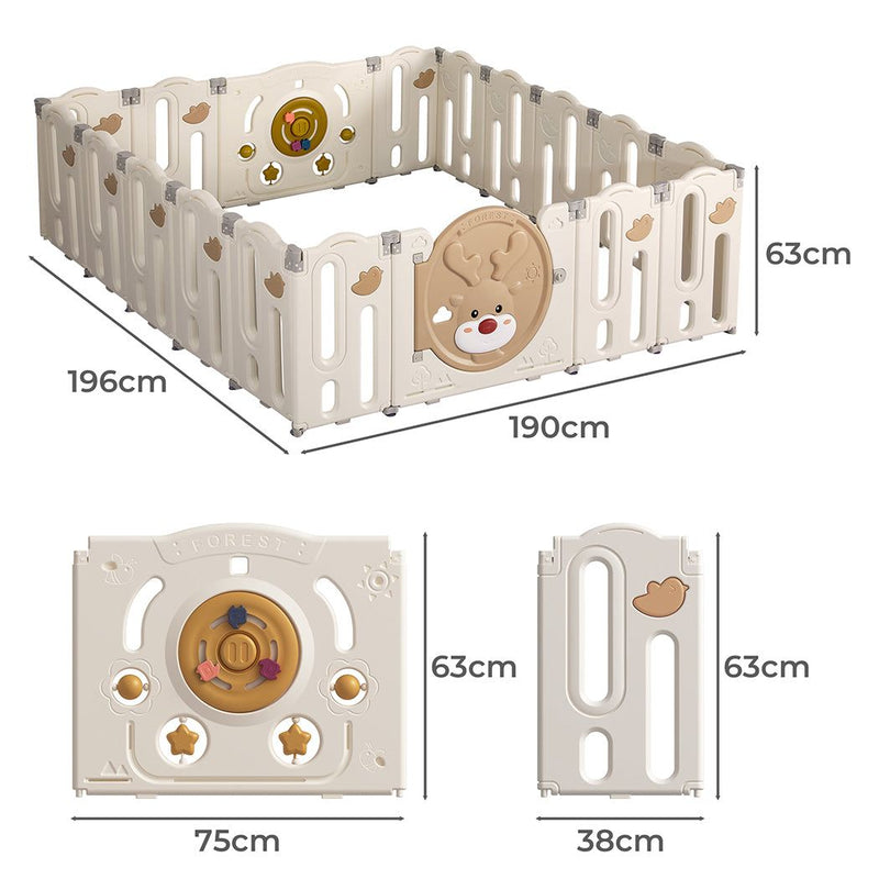 Bopeep Kids Playpen Baby Safety Gate Toddler Fence Child Play Game Toy 18 Panels