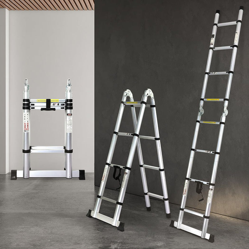 Traderight 3.4m Folding Multi Purpose Ladder 8 Step Extension Ladder Aluminium