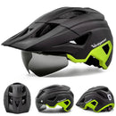 LED Bike Helmet Magnetic Goggles Sun Visor Green