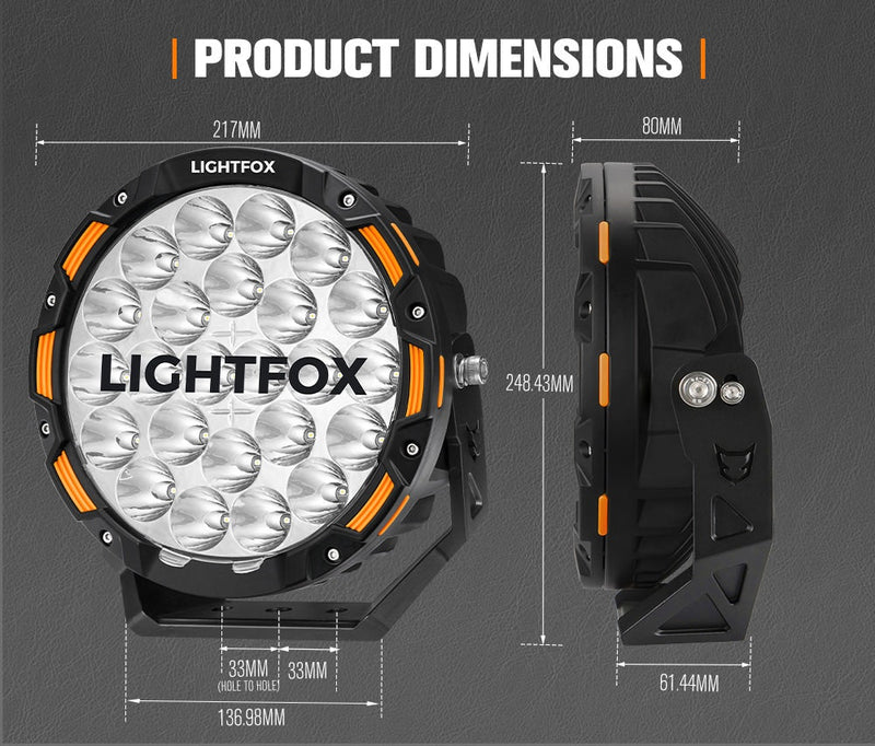 Iconic Series Pair 9inch Osram LED Driving Light 1Lux @1,150m 20,200Lumens