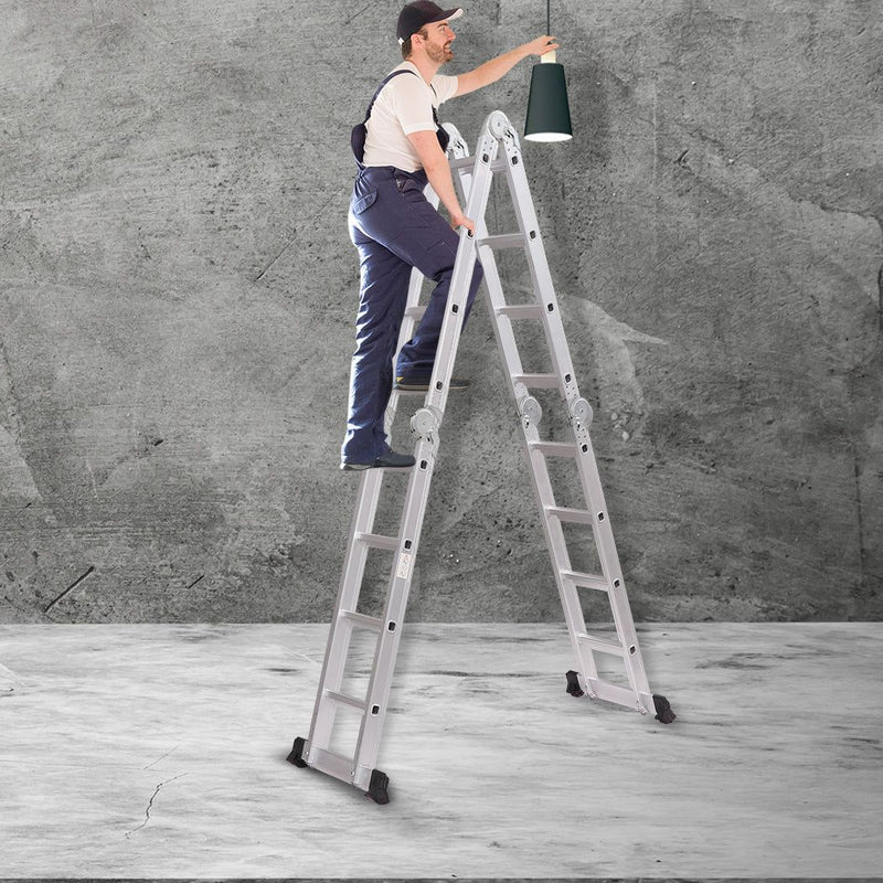 Traderight Multi Purpose Ladder Aluminium Folding Platform Extension Step 4.7m