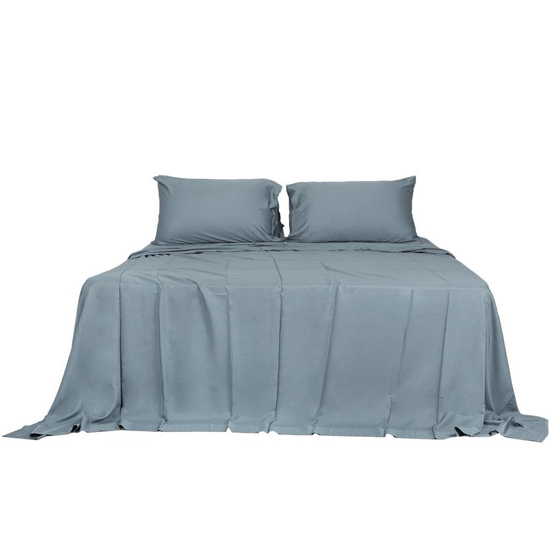 Dreamz Bamboo Sheet Set Fitted Pillowcase Queen Size Grey 4Pcs Set