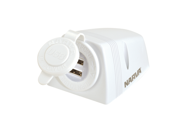 NARVA Surface Mount Dual USB White 81154WBL