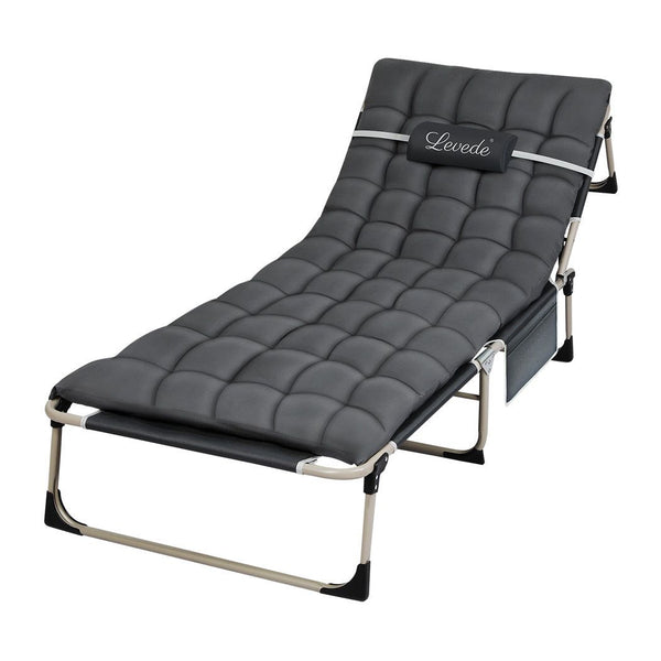 Levede Folding Camping Bed Camping Cot Adjustable Backrest Home Office Outdoor