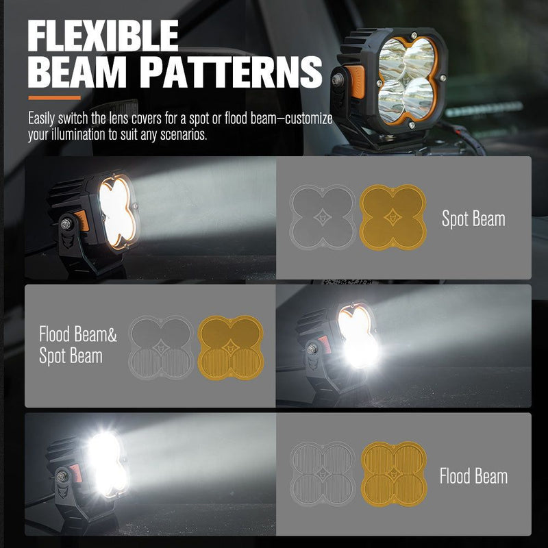 LIGHTFOX Cygnus Pair&nbsp;5inch Osram&nbsp;LED&nbsp;Pod&nbsp;Lights&nbsp;1Lux@396m 7,053Lumens