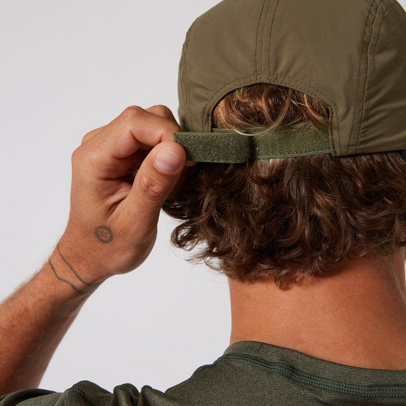 Ocean & Earth Indo One Size Fits All Adult Stiff Peak 5-Panel Surf Cap (Olive)
