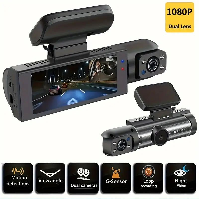 1080P Dual Camera Dash Cam for Cars with 32GB Memory Card