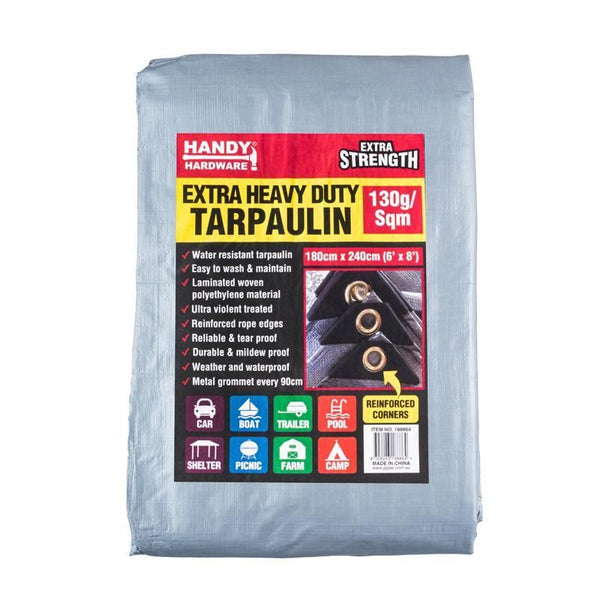 Tarpaulin Heavy Duty Grey 130gsm 180cm x 240cm (6' x 8')