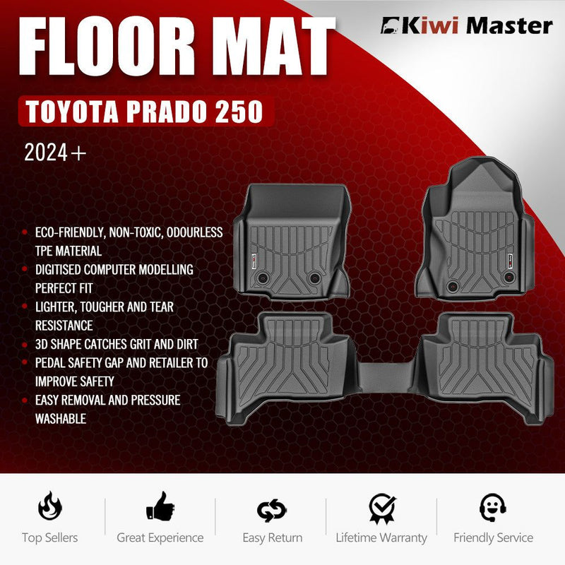 Kiwi Master 3D TPE Car Floor Mats Liner For Toyota Prado 250 2024+