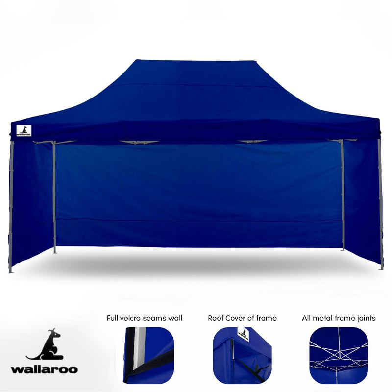 Wallaroo Gazebo Tent Marquee 3m x 4.5m PopUp Outdoor - Blue