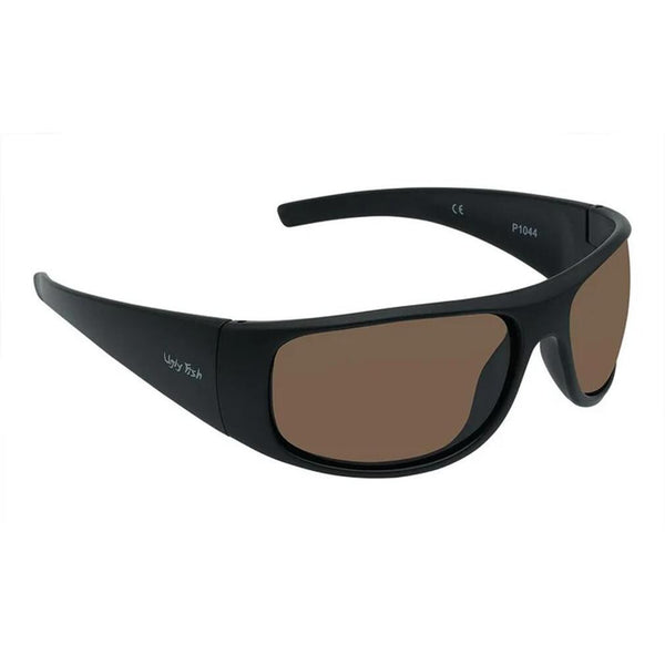 Ugly Fish P1044 Basic Black Frame/Brown Lens Polarised Wrap Sunglasses