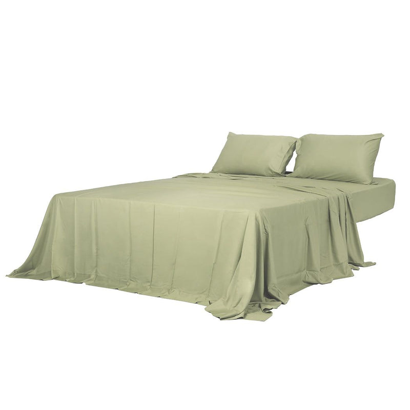 Dreamz Fitted Sheet Set Pillowcase Bamboo King Sage Green Summer 4Pcs