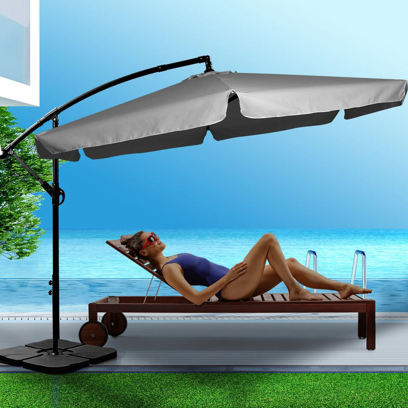 Mountview 3m Cantilever Umbrella Outdoor Umbrellas Beach Garden Patio Base Stand