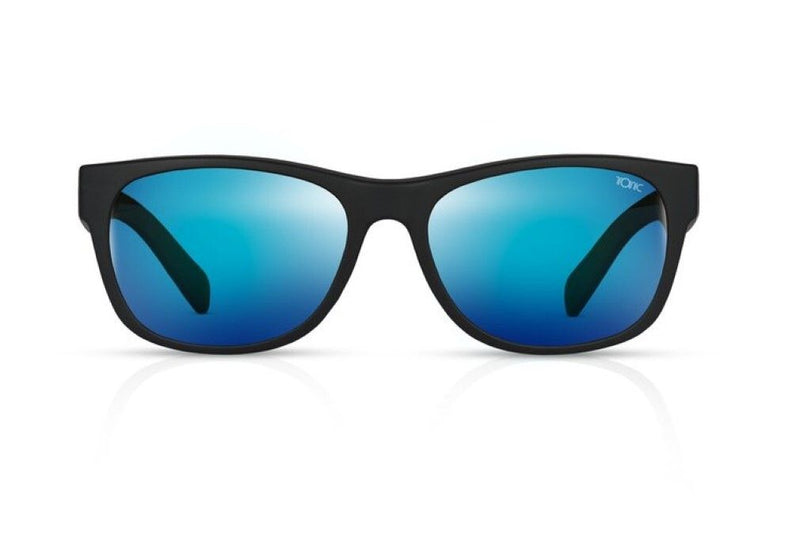 Tonic Wave Polarised Sunglasses with Glass Blue Mirror Lens and Black Frame