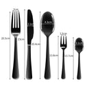 Stainless-Steel Cutlery Set Travel Knife Fork Spoon Black Child Tableware 30Pcs