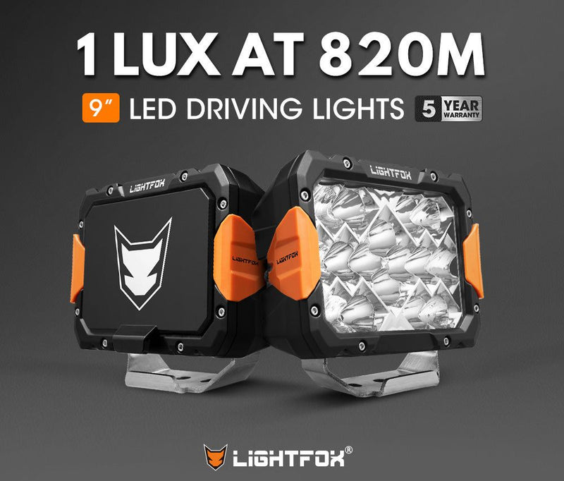 LIGHTFOX Pegasus Series 9inch Osram LED Driving Lights 1 Lux @ 820m 13,560 lumens