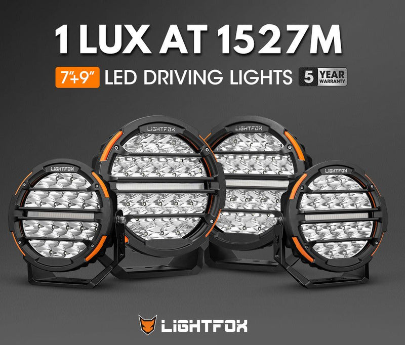 Lightfox 7"+9" Osram LED Driving Lights Round Spotlight Spot DRL Headlight