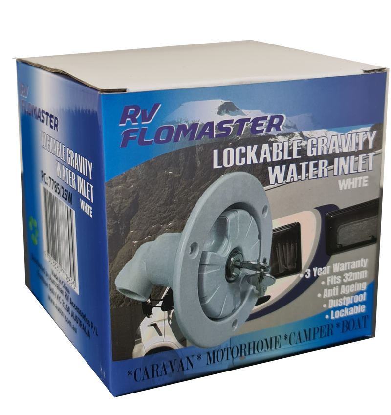 RV Flow masters Lockable Gravity Water Inlet - White