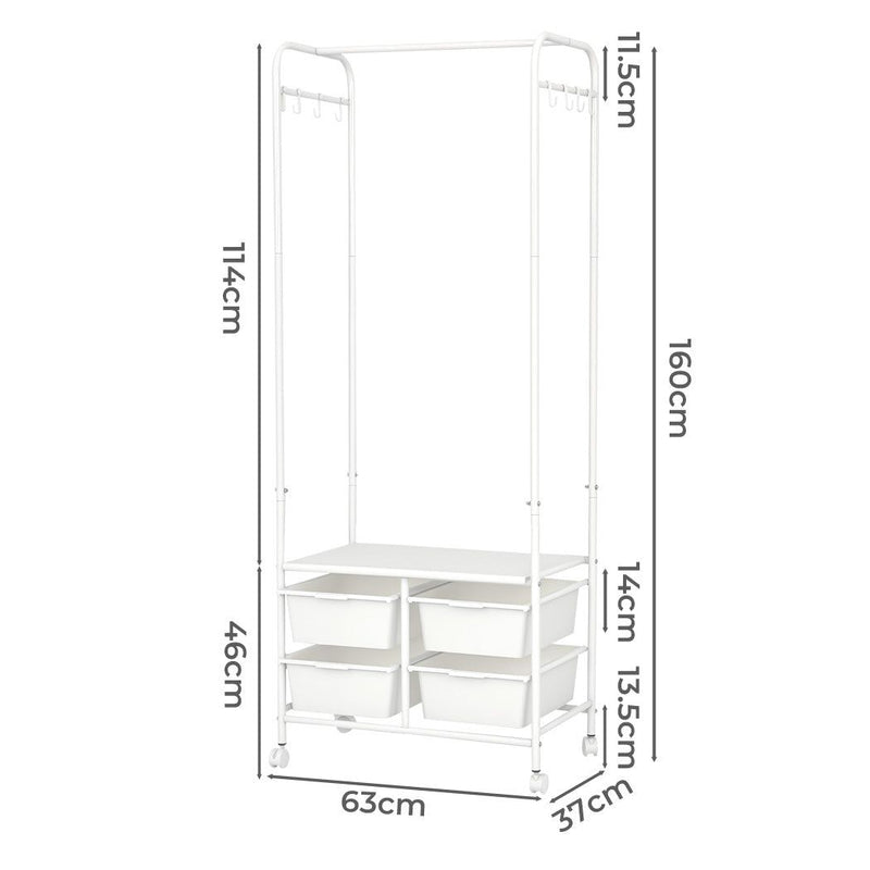 Levede Clothes Rack Stand Heavy Duty Steel Hanging Garment Organizer Coat 63cm