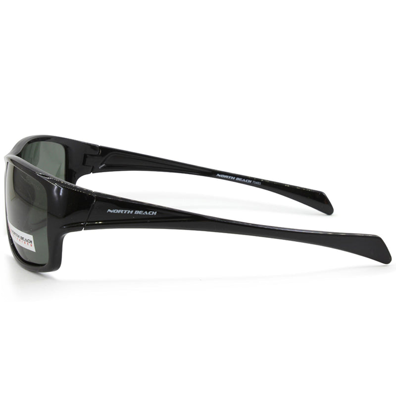 North Beach Sunfish 70483 Black Gloss/Grey Polarised Mens Sunglasses