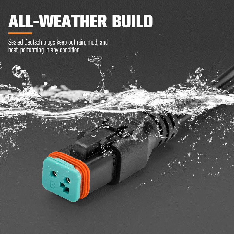 Lightfox 1 Way High Beam Wiring Harness w/ DT 2-Pin Connector For LED Light Bar