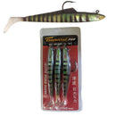 3 Pack of 6 Inch Rigged Tsunami Tazer Swim Bait Soft Plastics - Green Mackerel