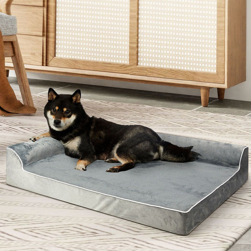 Pawz Orthopedic Dog Bed Memory Foam Cushion Cat Calming Mattress Washable L Grey
