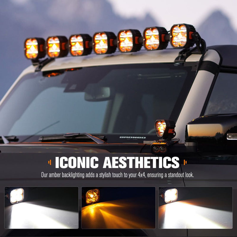 LIGHTFOX Cygnus Pair&nbsp;5inch Osram&nbsp;LED&nbsp;Pod&nbsp;Lights&nbsp;1Lux@396m 7,053Lumens